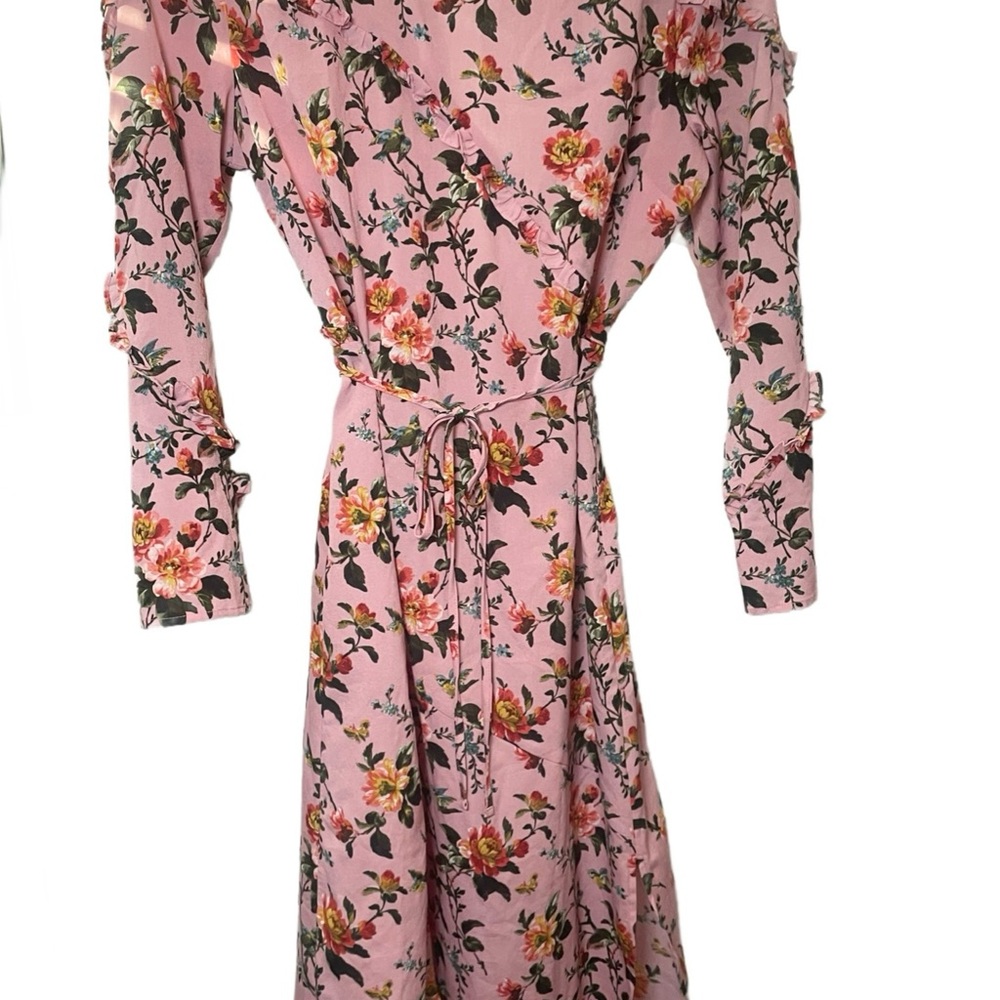 Topshop Pink Floral Midi Dress - Picture 3 of 8